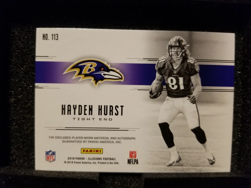 2018 Panini Illusions Hayden Hurst RPA Rookie Patch Auto 25/25 EBAY 1/1 Ravens - Image 2 of 3