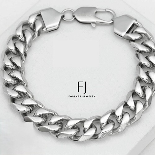 Di Alta Qualità Da 12mm Bracciale A Catena Cubana Da Uomo In Acciaio - Foto 12