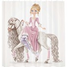 Princess On a Horse 3D Fabric Shower Waterproof Curtain Bathroom Girls Decor