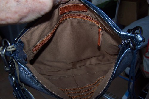 HOBO Blue Pewter Leather Darcy Convertible Crossbody CLUTCH Baguette 9x5.5x1.5 - Picture 10 of 10