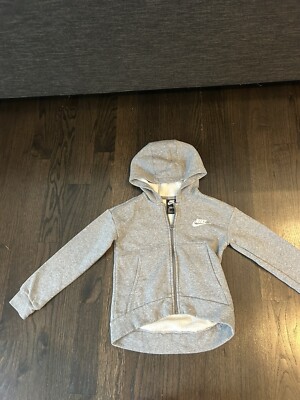 Nike Girls Hoodie Full Zip Fleece Jacket, Carbon Heather Grey Size