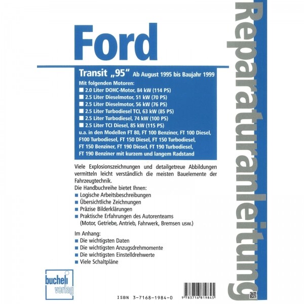 Thumbnail - Ford Transit Kleinbus (1995-1999) Reparaturanleitung Bucheli Verlag