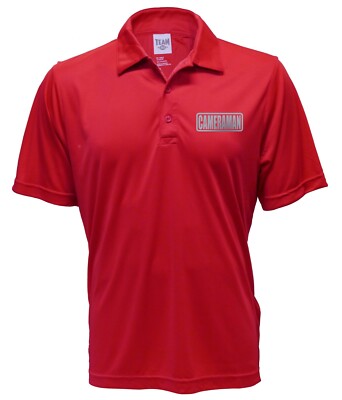 Cameraman Red Polo REFLECTIVE design, Performance Polo w/ wicking technology