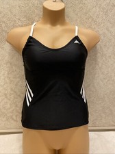 Adidas Tankini Top. Black With White Striped Sides. Size 6