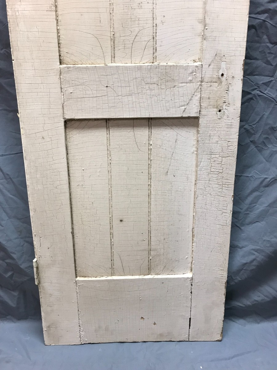 Antique 18x68 Beaded 2 Panel Pantry Cupboard Shabby White Wood