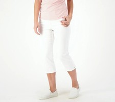 NYDJ Curves 360 Slim Straight Capri Jeans Womens 10P Optic White Minimalist NEW