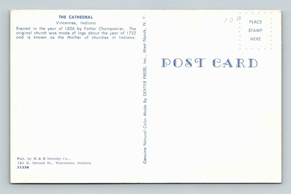 Vincennes IN Indiana, The Cathedral Vintage Souvenir Postcard eBay