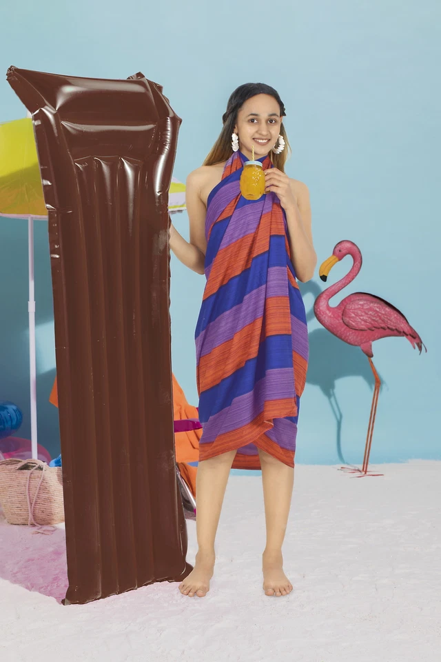 LA LEELA Women's Sarong Wrap Swimwear Cover Up Beach Yoga Mats 78"x43" Blue_M851 - Image 2 of 3