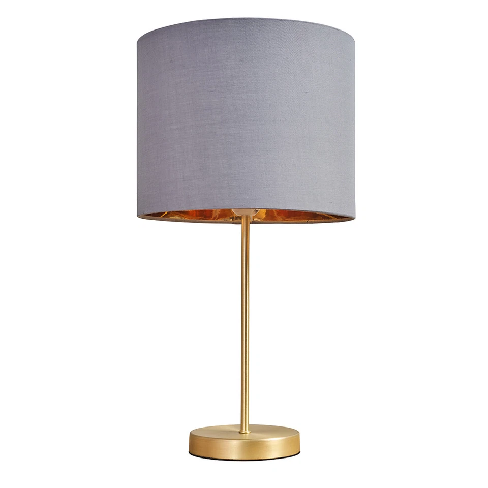 Gold Stem Table Lamp Bedside Living Room Light Fabric Shade LED Bulb Lighting