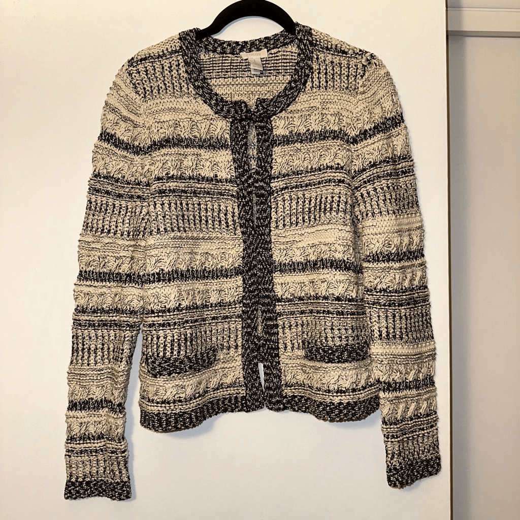 Chico's Women's Beige Tan Chunky Knit Cardigan Sweater Size (Medium)