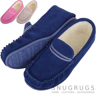 Damen Frauen einfache Slipper Wildleder Berber Fleece Winter Mokassin Slipper