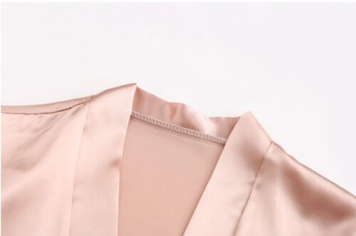 Team Bride Bridesmaid Robe Wedding Bathrobe Rose Gold Satin Kimono Bridal Party - Picture 14 of 27