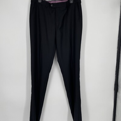 Zanetti Men's Size 36L Dress Pants Black Wool Un-Hemmed, NWT Lanificio Di Biella