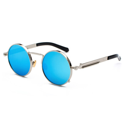 Fashion Men Women Sunglasses Gothic Metal Steampunk Round 80s 90s Retro Glasses