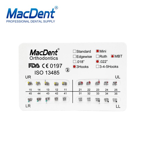 MacDent Dental Orthodontic Bracket Braces Mini/Standard Roth/MBT 018/022 3/345H - Picture 9 of 23
