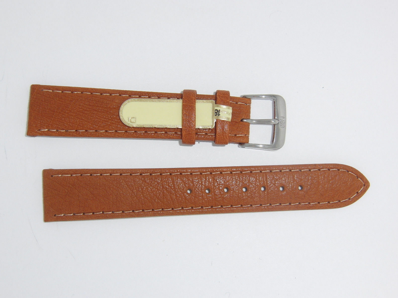 DI-Modell Genuine Smooth Ostrich Leather 18 mm BROWN Watch Band Strap "SAVANNA"