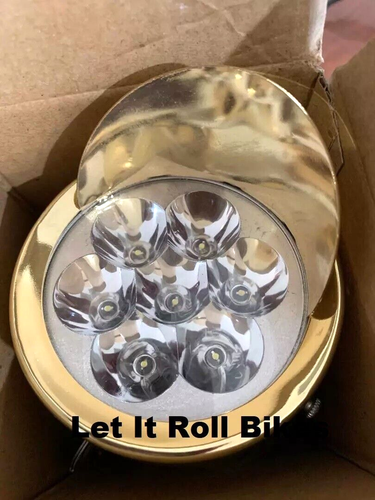 GOLD Bicycle Bullet HeadLight 7- LED w/Visor Cruiser Lowrider Chopper Bikes