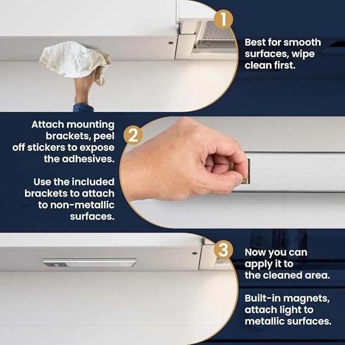 Luces LED inalámbricas debajo del gabinete VYANLIGHT - Sensor de movimiento, recargable, USB Foto 2 de 4