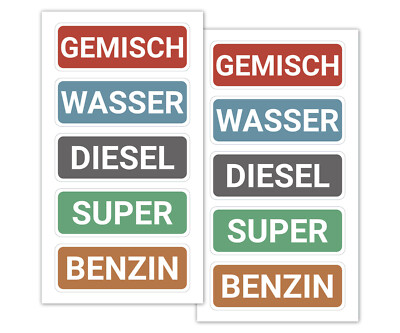Kraftstoff Aufkleber Super, Benzin, Diesel Kanister Tankaufkleber Benzinkanister