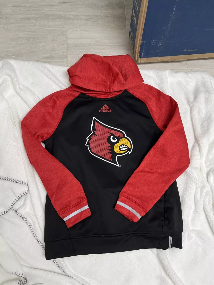 ADIDAS LOUISVILLE CARDINALS FOOTBALL TEAM ISSUE PULLOVER HOODIE RED/Black M