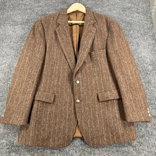 Vintage Harris Tweed Scottish Wool Blazer Mens 42 Brown 2 Button USA Made
