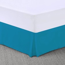 Image of Pleated Base Valance Sheets Polycotton Plain Box Platform Bed Sheets in All Size