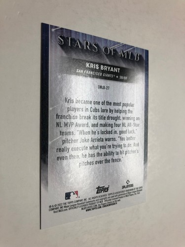 2022 Topps Series 1 Kris Bryant #SMLB-27 Giants Stars of MLB Foil NM+ - Picture 7 of 8
