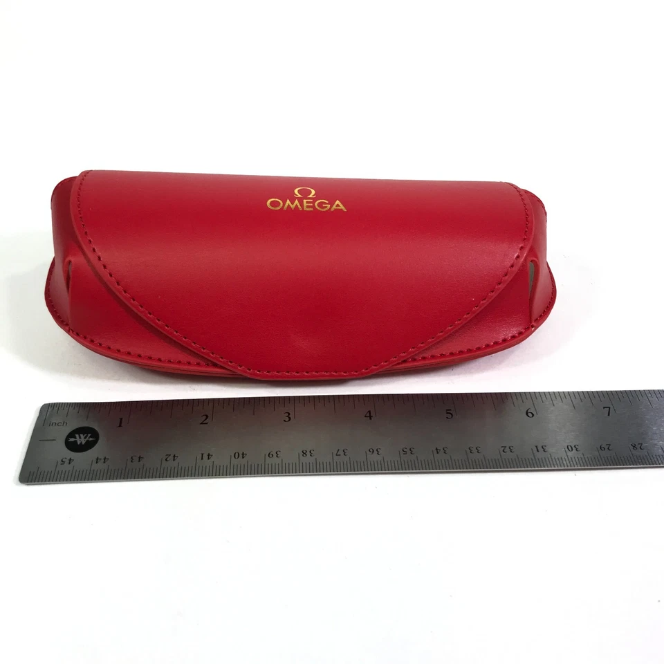 Omega Estuche para Anteojos Rojo Solapa de Cuero Suave con Caja Paño y Bolsa Saco Foto 3 de 4