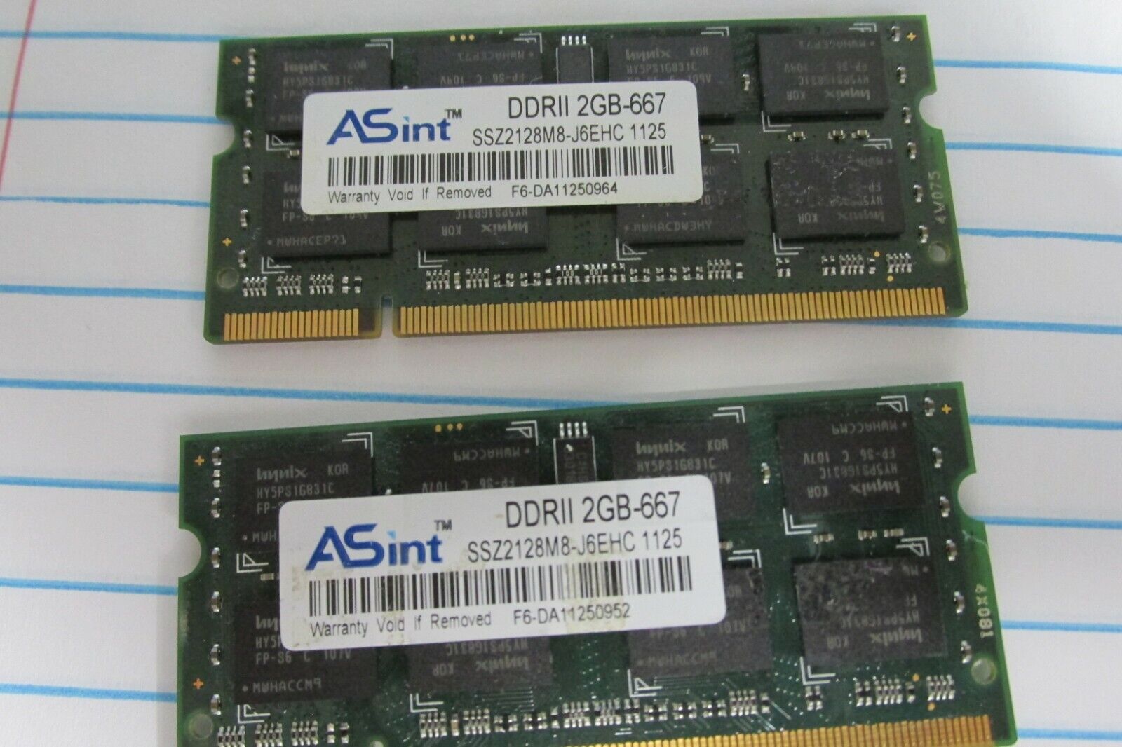 2gb ASINT SSZ2128M8-J6 2GB  PC2-6400S DDR2-800 MHz 200pin SODIMM Laptop Memory