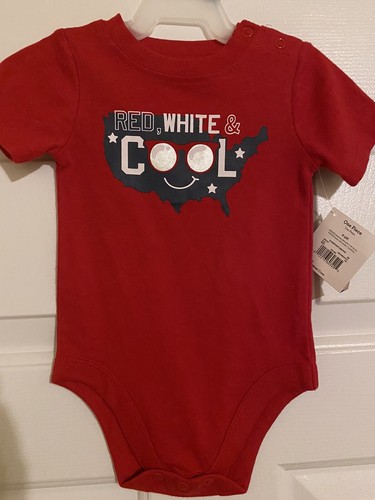 Baby Boy's Patriotic Fourth Of July Red Onesis Bodysuit Sz 6-9 Months NWT - 第 1/4 張圖片