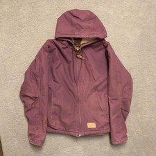 VTG Schmidt Workwear Womens Purple Canvas Sherpa Lined Hooded Jacket Large