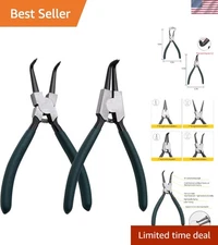 Durable 7" Heavy-Duty Circlip Pliers Kit - Internal & External Snap Ring Tools
