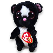 Ty Beanie Boos Flora Skunk Beanbag Plush Toy Pink Glitter Eyes w/ Tags 2015 6"