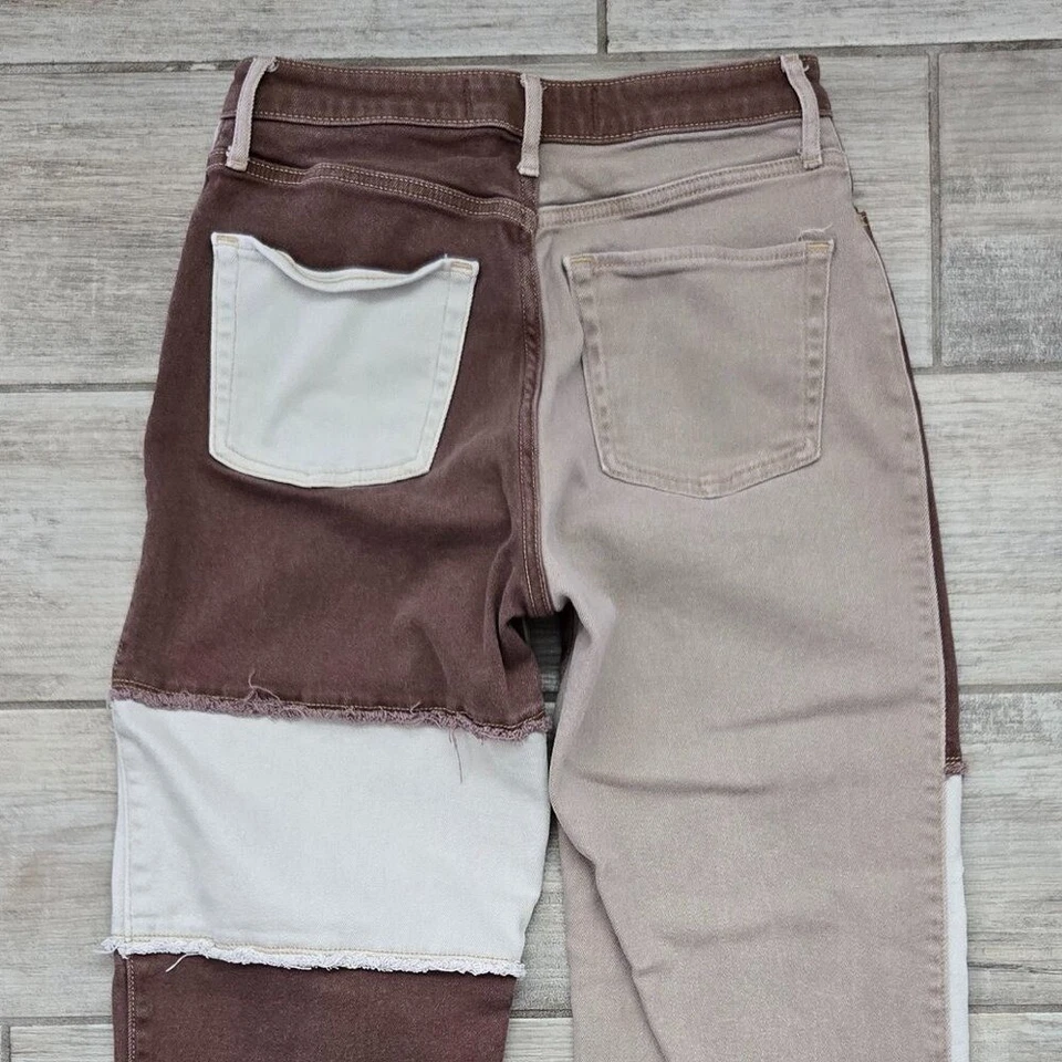 Hollister Patchwork Ultra High Rise Dad Jeans Women's Color Panel Raw Seam 7R - Image 4 of 4