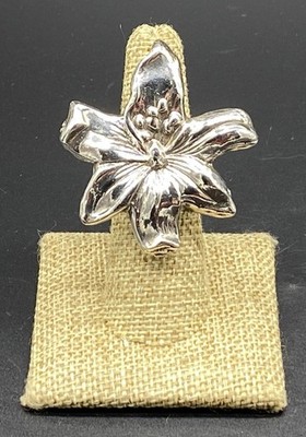 M.B.-Sterling Silver Large Electroform 3d Flower Statement Ring-SIZE 6 1/2
