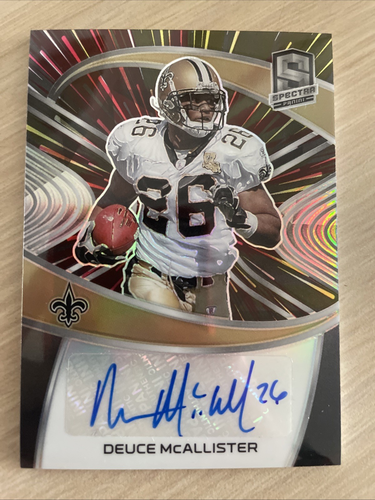 2021 Panini Spectra Deuce McAllister  /35 Signatures Hyper Prizm Auto Saints