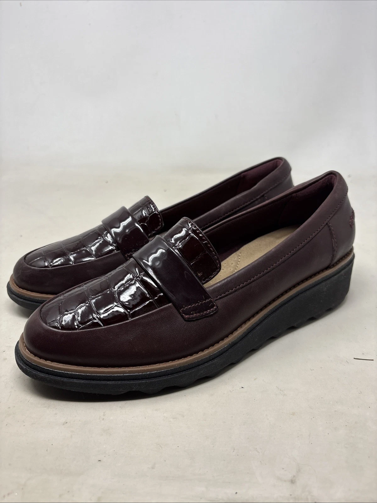 Mocassini Clarks donna taglia 8 5 M Sharon Gracie plateau bordeaux