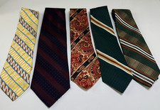 Vintage Mens Neck Ties 60s 70s Wide Retro Lot of 5 Short 55"