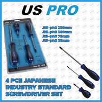 US PRO Tools 4 Piece Japanese Industry Standard Screwdriver Set JIS ph1,2,3 