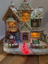 Fiber Optic Gingerbread House Toy Shop Holiday Collection With Original Box