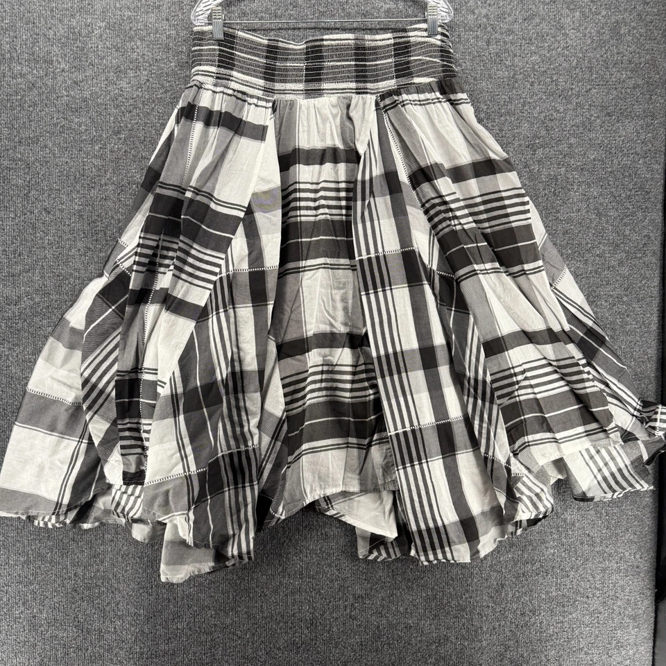 Womens Skirt XL Black White Plaid Pull On Flowy Fairy Cottage Barn Farm Festival - Image 3 of 4