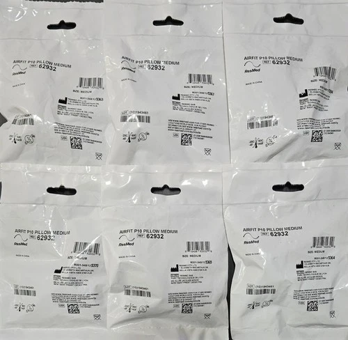 Lot of 6 ResMed AirFit P10 Nasal Replacement Pillow Cushion Medium #62932 OEM