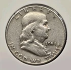 1953-D 50C 90% SILVER Franklin Half Dollar