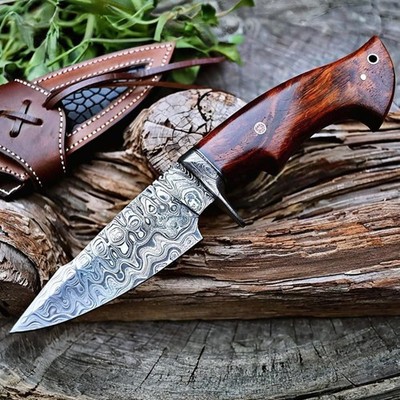 BIGCAT ROAR Predator Hunter - Patented Handmade Damascus Steel Fixed Blade Hu...