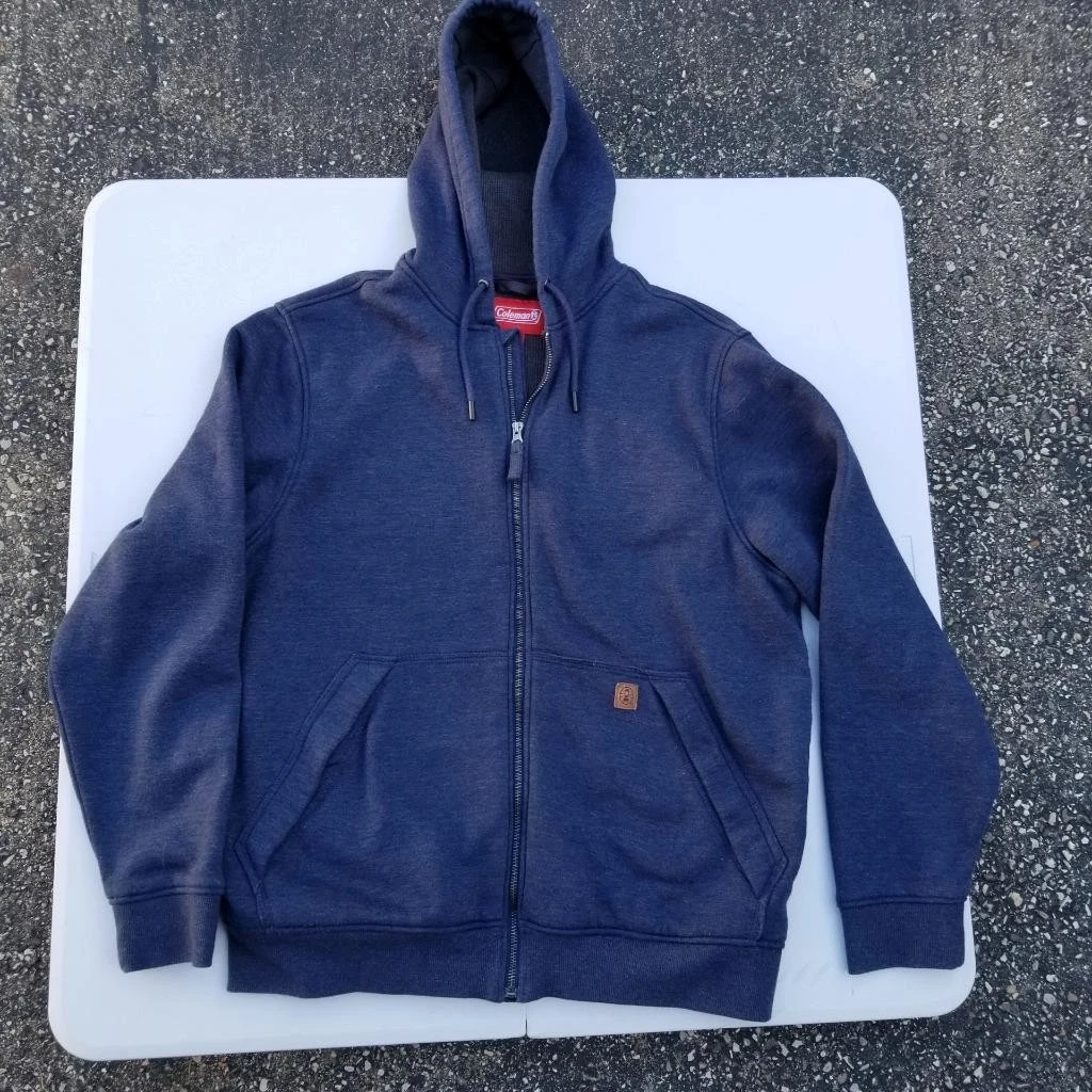 Coleman full zip hoodie large thermal lined blue