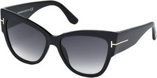 New Tom Ford TF0371 Women's Cat Eye Sunglasses 01B Black 57mm
