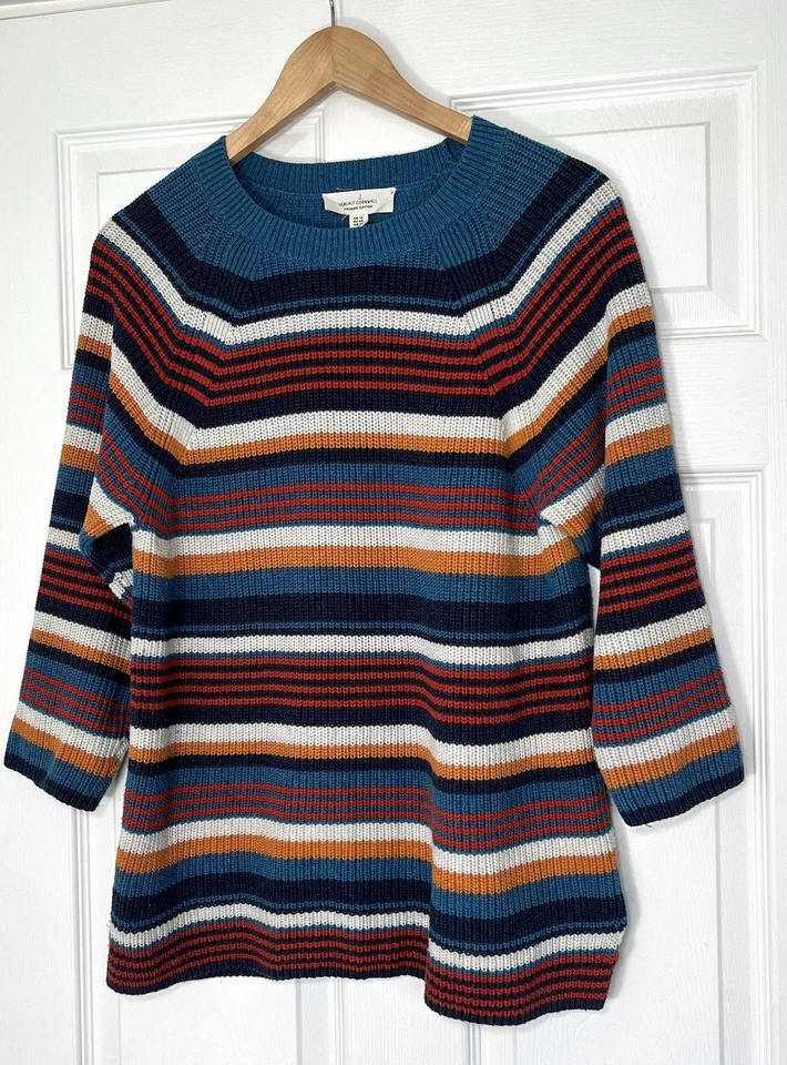 Seasalt Cliff Pass Jumper Cardigan Organic Cotton Stripped Multicoloured Size 14 - Image 4 of 4