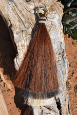 Horse Hair Shoo Shu-Fly Tassel Three Bell Mule Tail Cut-Chestnut/Black/White-13"