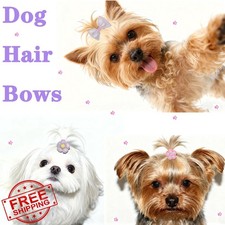 Zaabaazina 20pc Handmade Puppy Hair Bows Purple Yorkie Grooming Bows