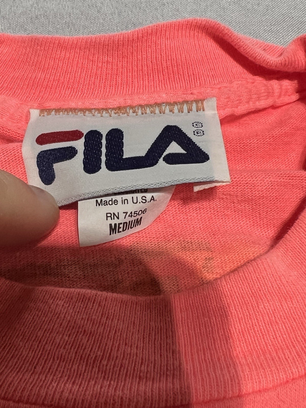 T shirt pallavolo FILA rosa fluo vintage anni 90 taglia media punto singolo
